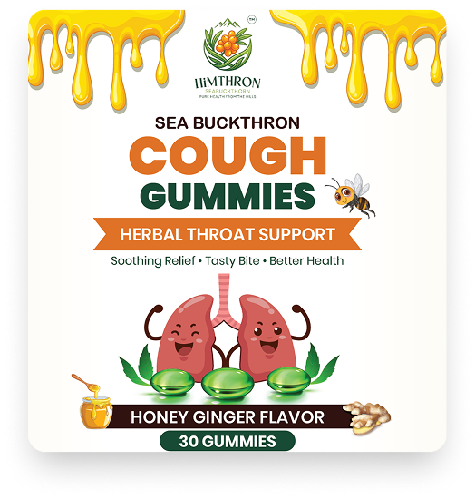 HiMTHRON Sea Buckthorn Cough Gummies honey ginger flavor pack